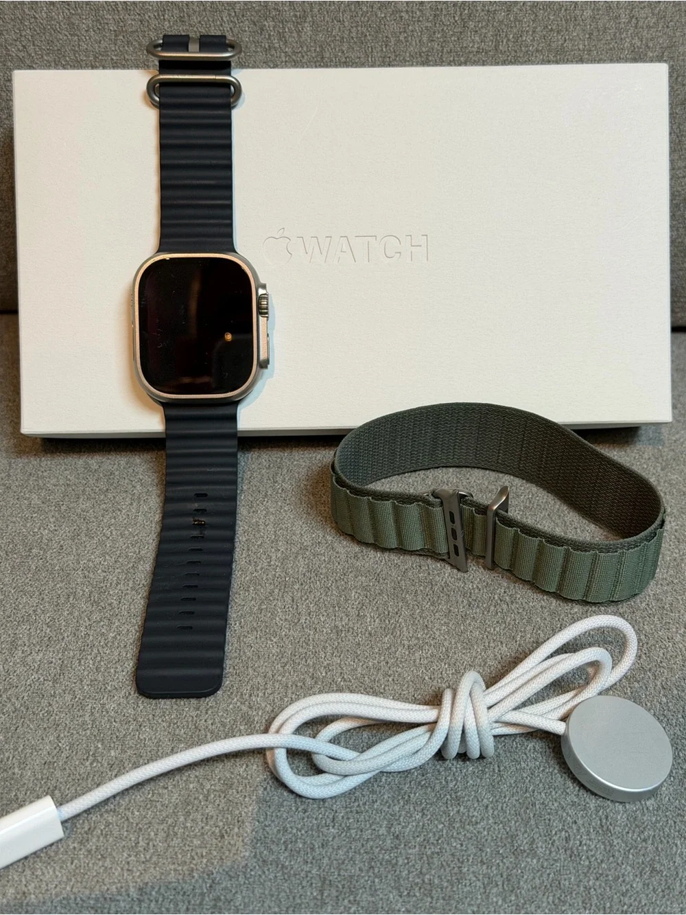Apple Watch Ultra 49mm Titanium Case with Midnight Blue Strap